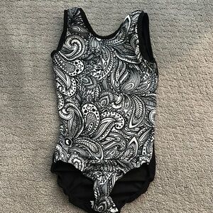 Black and White gymnastics or dance leotard